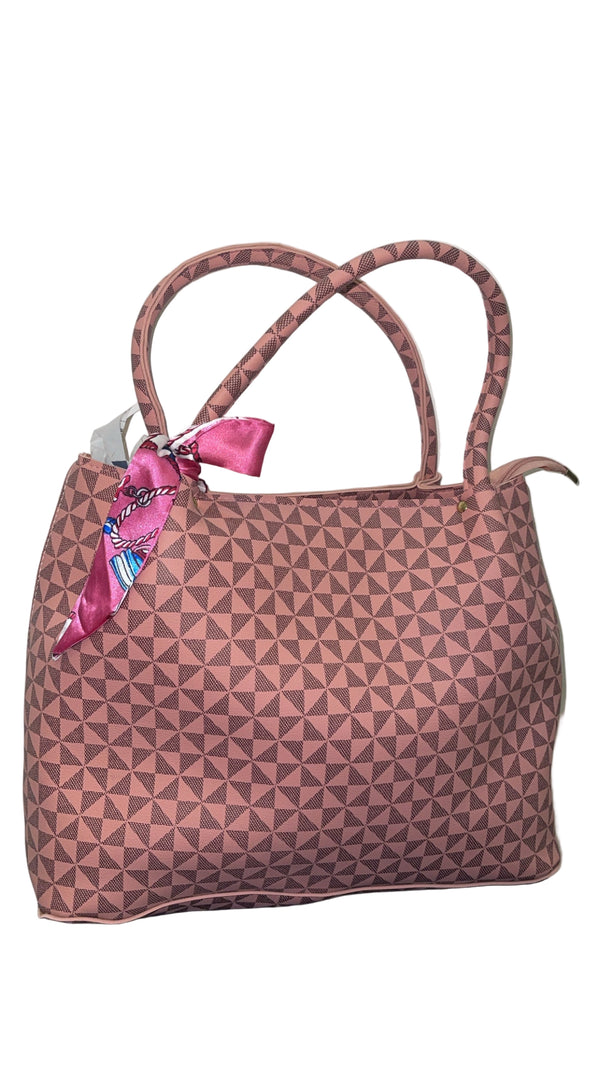 Chic Pink Geometric Tote Bag