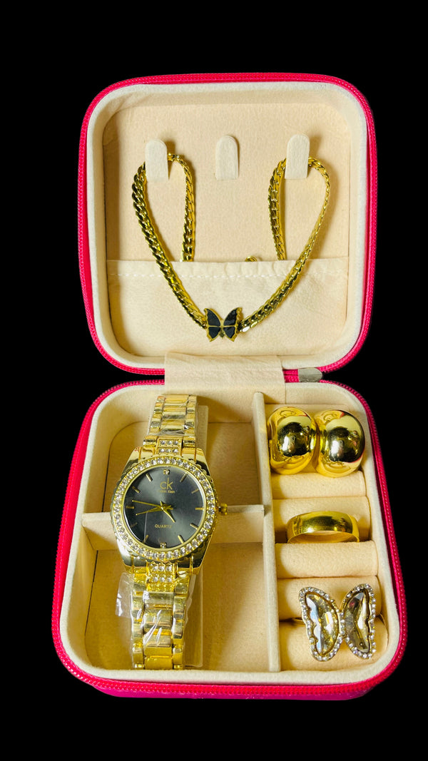 Luxury Gold Watch & Jewelry Set