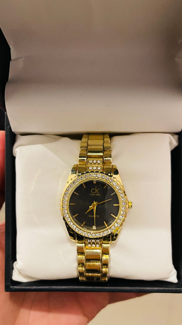 Golden Luxe Crystal Watch