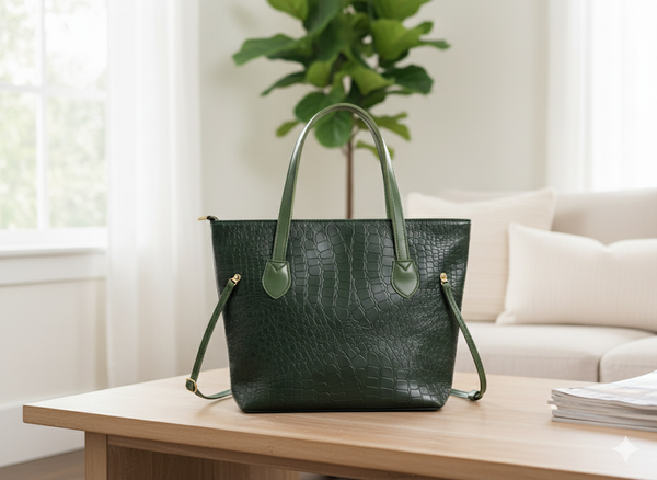 Emerald Croc Tote Bag