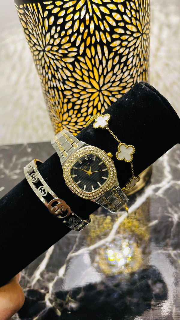 Silver Elegance Watch & Bracelet Set