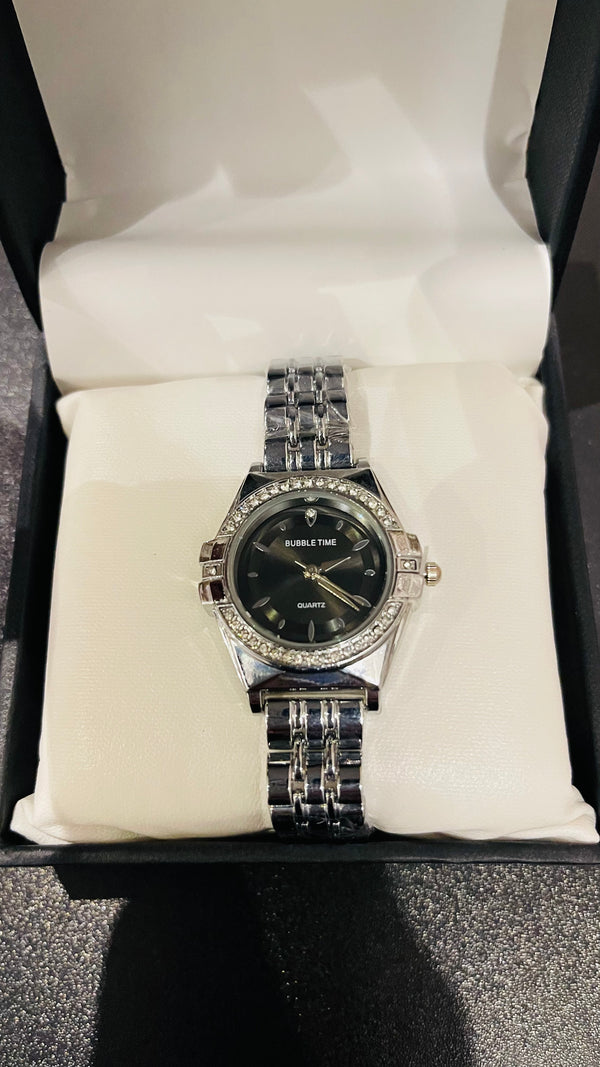 Bubble Time Silver Crystal Watch