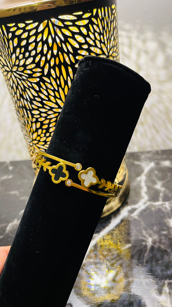 Stainless Steel Clover Cuff Bracelet