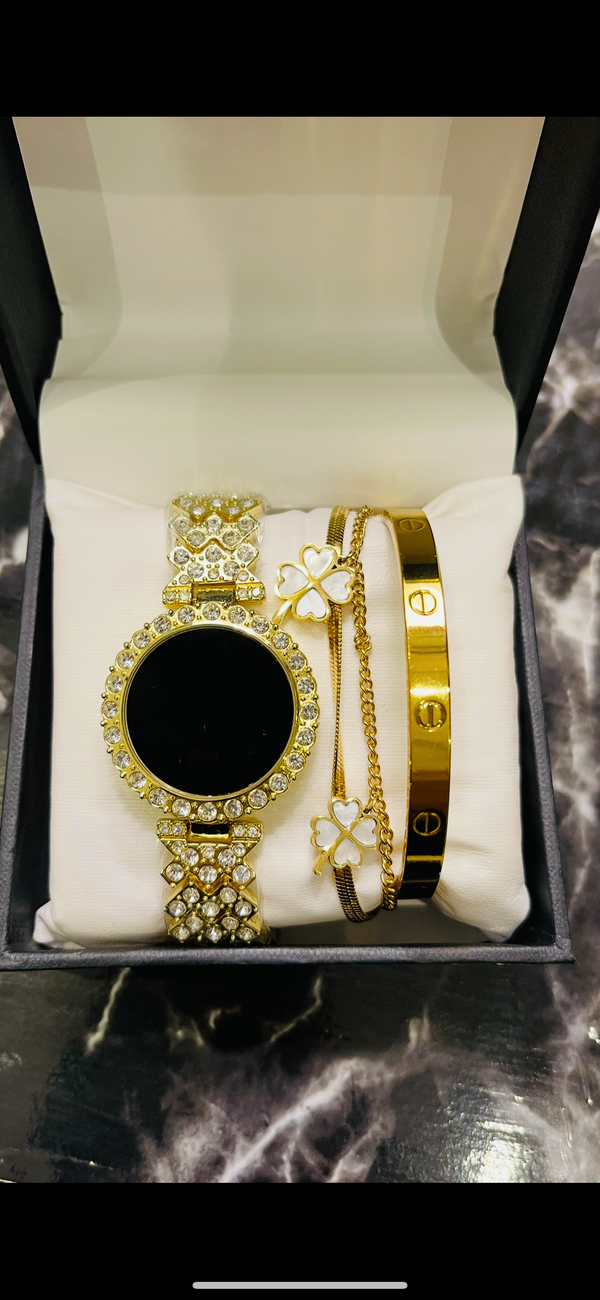 ✨ Elegant Golden Luxe Watch & Bracelet Set