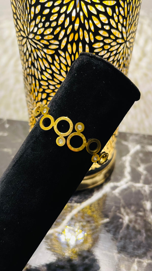 Stainless Steel Circle Charm Cuff Bracelet