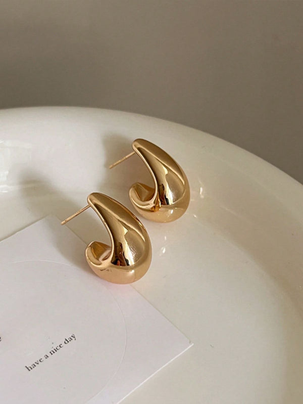 Gold-Tone Wave Hoop Earrings